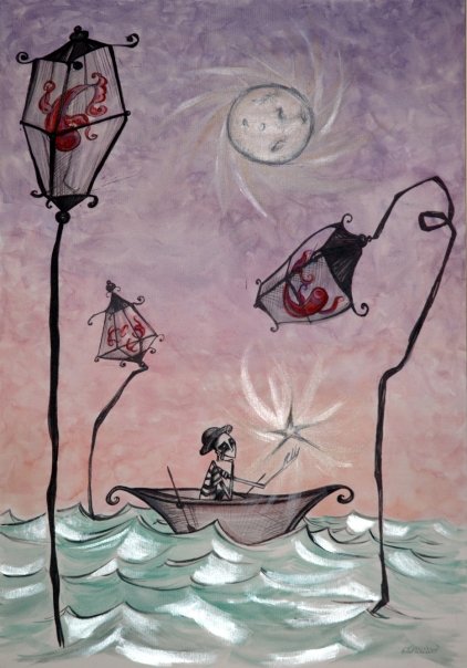 THE CAPTAIN AND THE STAR - 130x80 cm - acrylics and pen on canvas