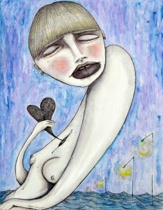 BROKEN HEART - 90x70 cm - acrylics and pen on canvas