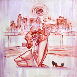 Piegata, 100x100 cm, acrilico e stampa, 2011