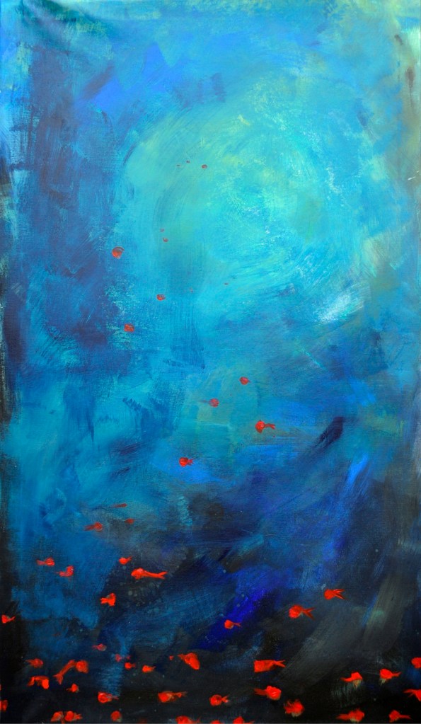 DEEP LIGHT BLUE ABYSS - 130x75 cm - acrylics on canvas