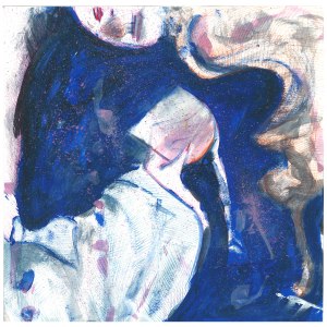 BLUE HALF FACE - 30x30 cm - acrylics and pen on paper