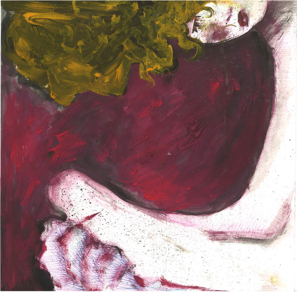 BLONDE HALF FACE - 30x30 cm - acrylics and pen on paper