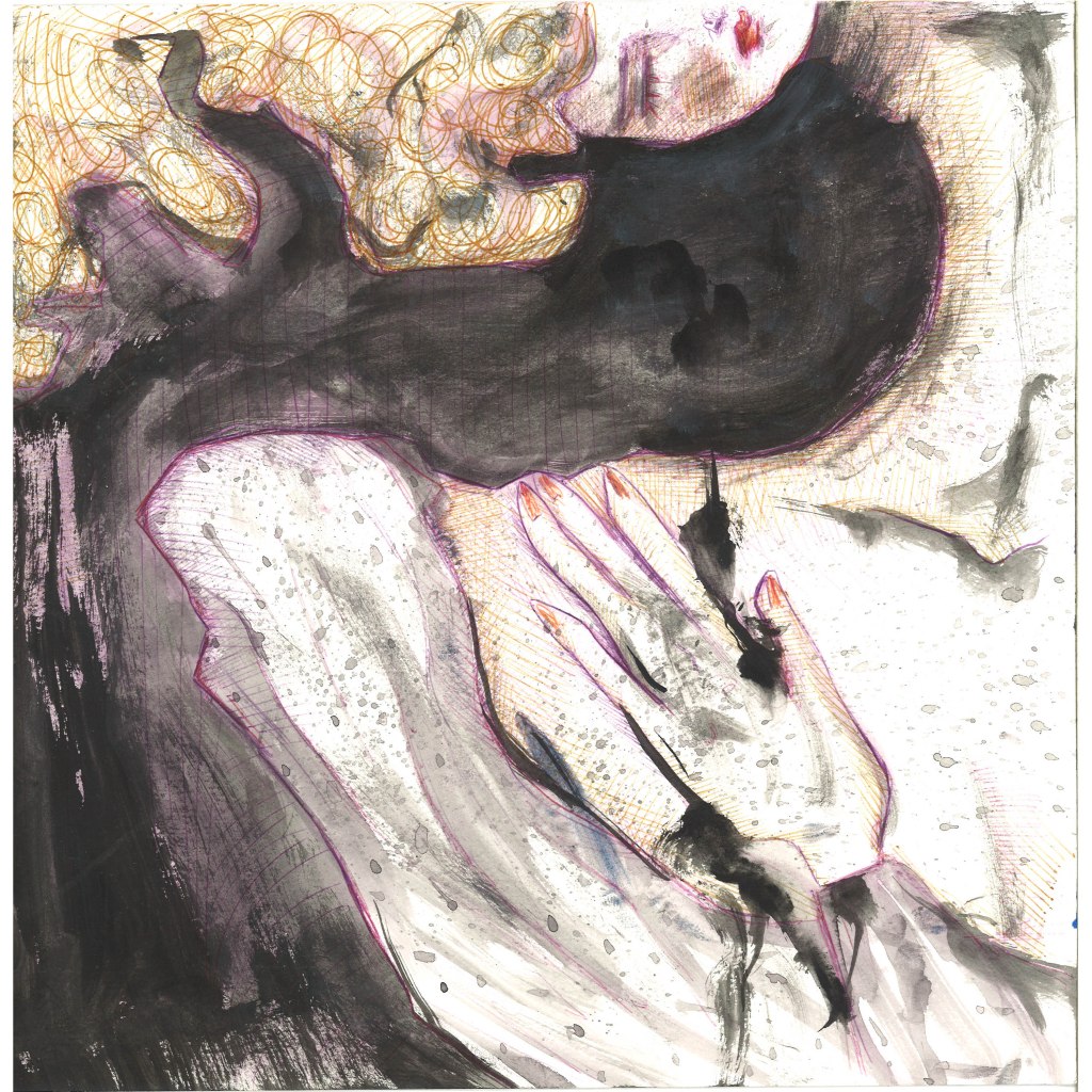 DARK HALF FACE - 30x30 cm - acrylics and pen on paper