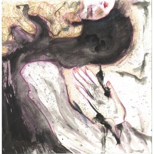 DARK HALF FACE - 30x30 cm - acrylics and pen on paper