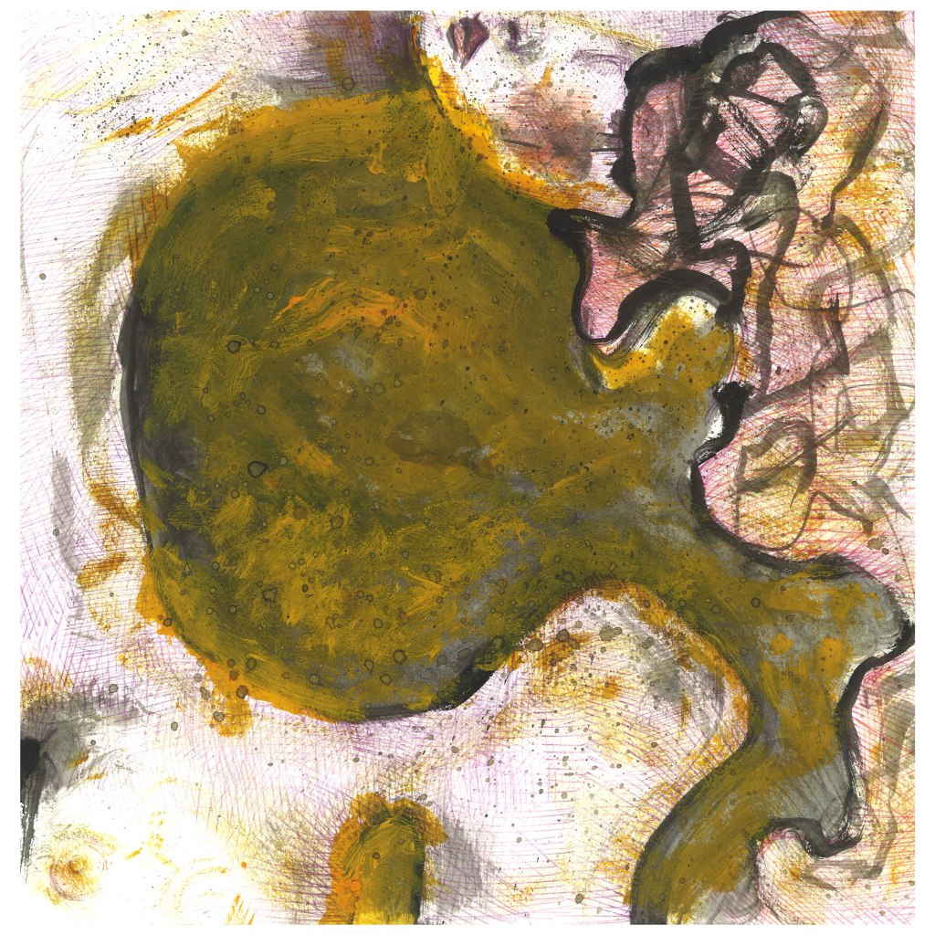 YELLOW HALF FACE - 30x30 cm - acrylics and pen on paper