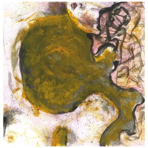 YELLOW HALF FACE - 30x30 cm - acrylics and pen on paper