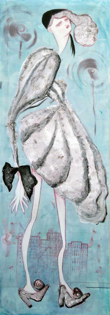 SELF PORTRAIT WITH MUSHROOMS - 120x60 cm - acrylics and pen on canvas