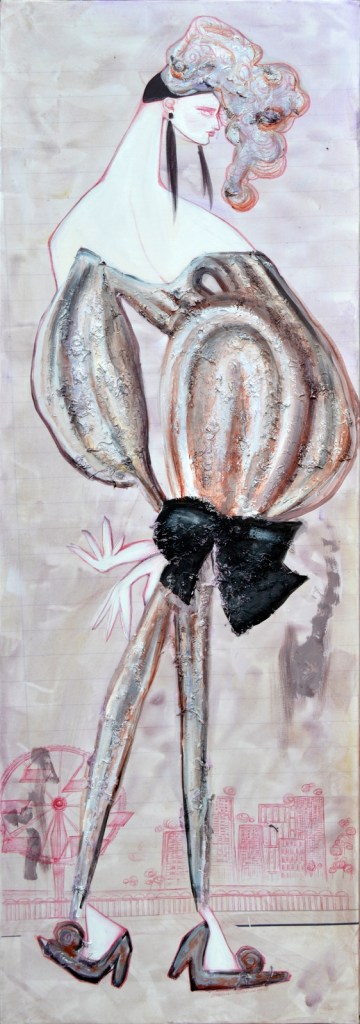 SELF PORTRAIT WITH TUTU - 120x60 cm - acrylics and pen on canvas