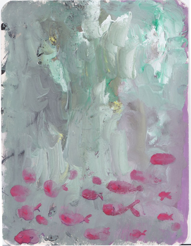 LIGHT GREEN ABYSS - 22x15 cm - acrylics on paper