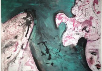 volto verde, 36x36 cm