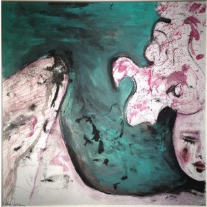 volto verde, 36x36 cm