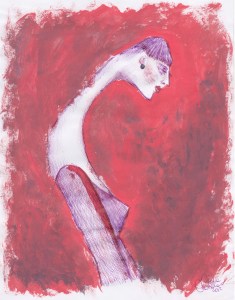 LONG NECK - 21x29 cm - acrylics and pen on paper