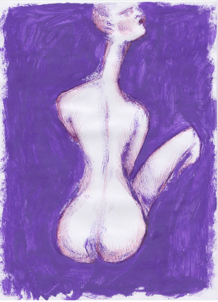WOMAN IN PURPLE - 21x29 cm - acrylics and pen on paper