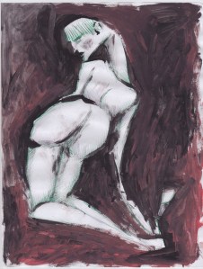 WOMAN WITH DRINK - 21x29 cm - acrylics and pen on paper