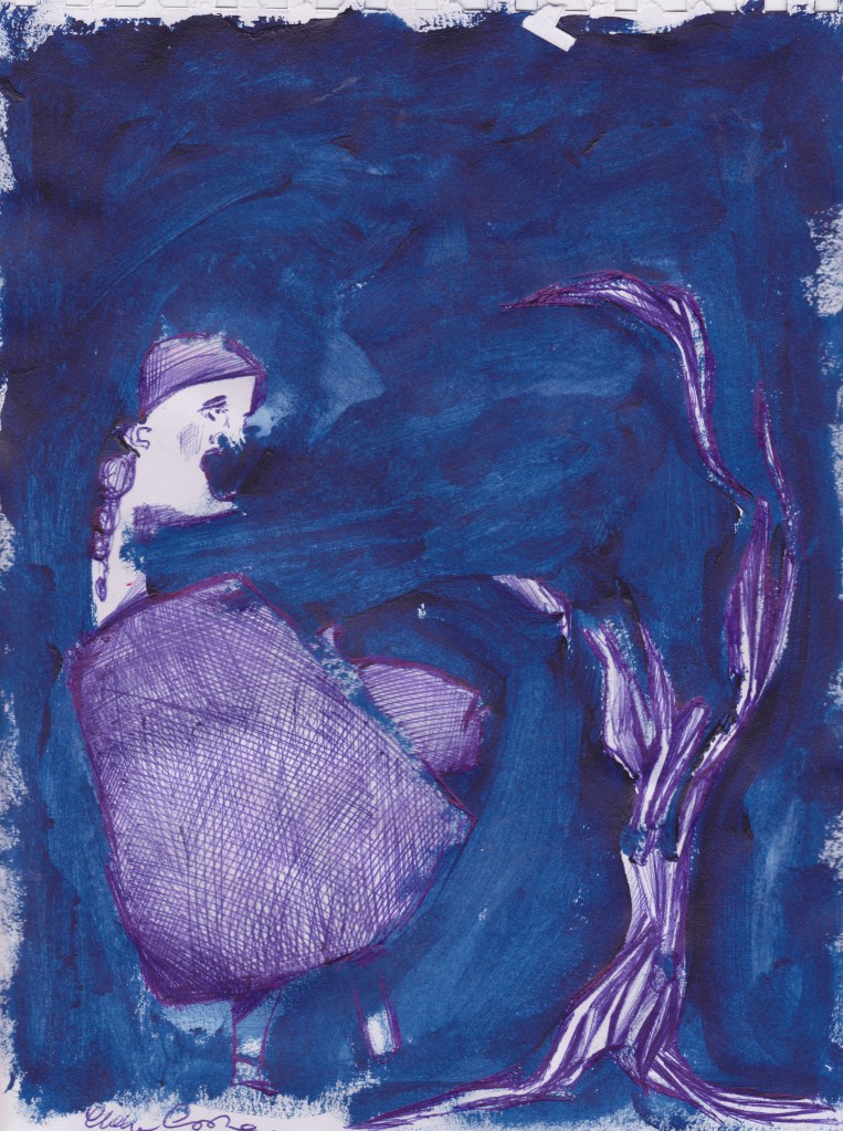 THE GIRL AND THE TREE - 21x29 cm - acrylics and pen on paper