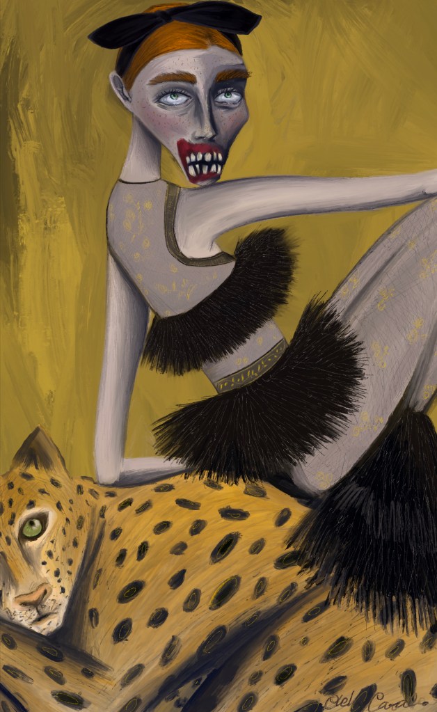 LOCKMOUTH WITH LEOPARD (total look Gianbattista Valli) - 21x34 cm - digital art