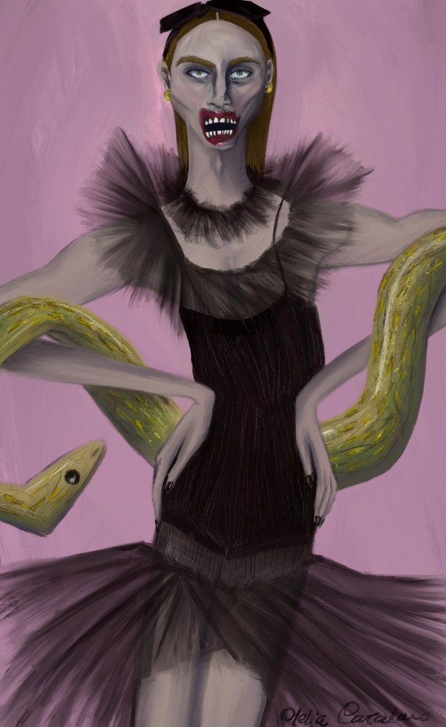 LOCKMOUTH WITH SNAKE (total look Gianbattista Valli) - 21x34 cm - digital art